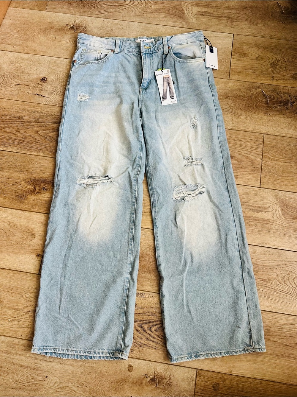 Light Blue Distressed Boyfriend Jeans - Song